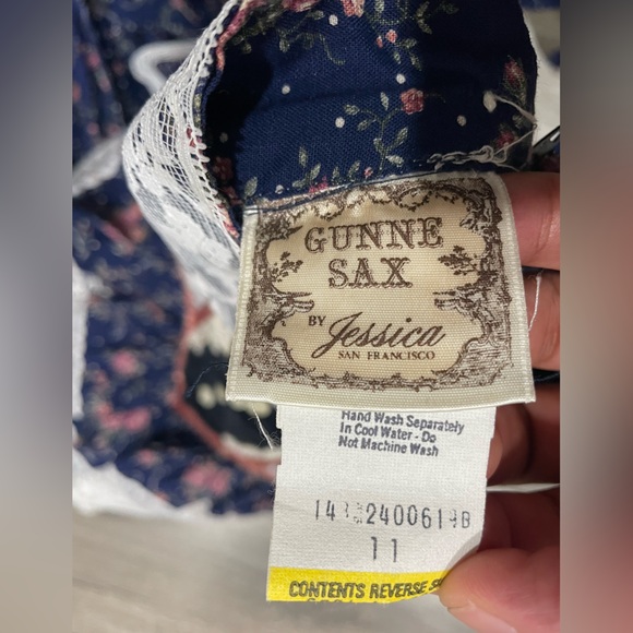 Vintage 1970's Gunne Sax Jessica Prairie Boho Festival Lace‎ Floral Dress Sz 11 - Picture 12 of 12